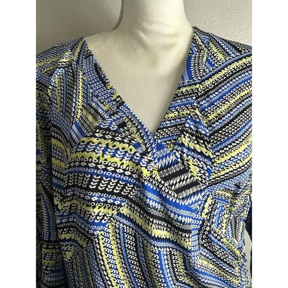 Laundry by Shelli Segal Faux Wrap Bodycon Geo Print Stretch Dress Size Large - Picture 5 of 10